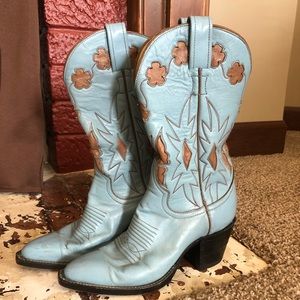 Cowgirl boots - blue leather